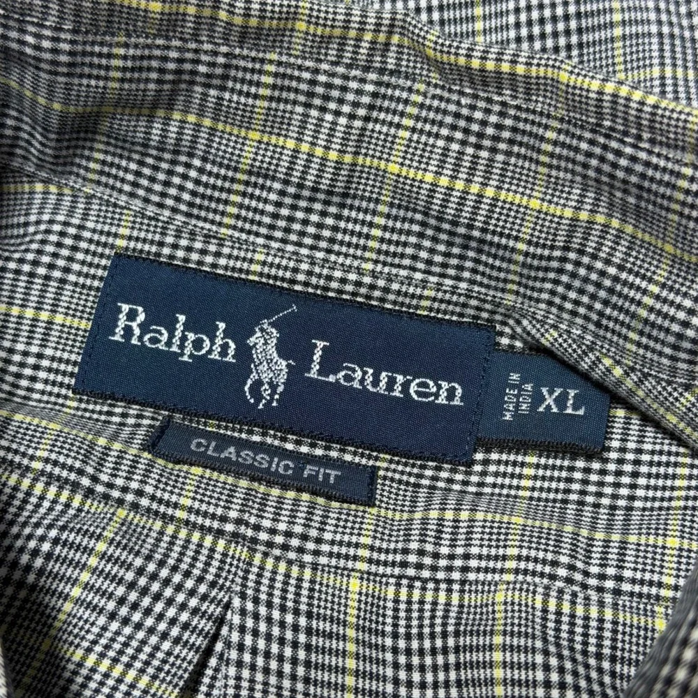 Ralph Lauren Classic Fit Long Sleeve Button Down Glen Plaid Pony Men XL